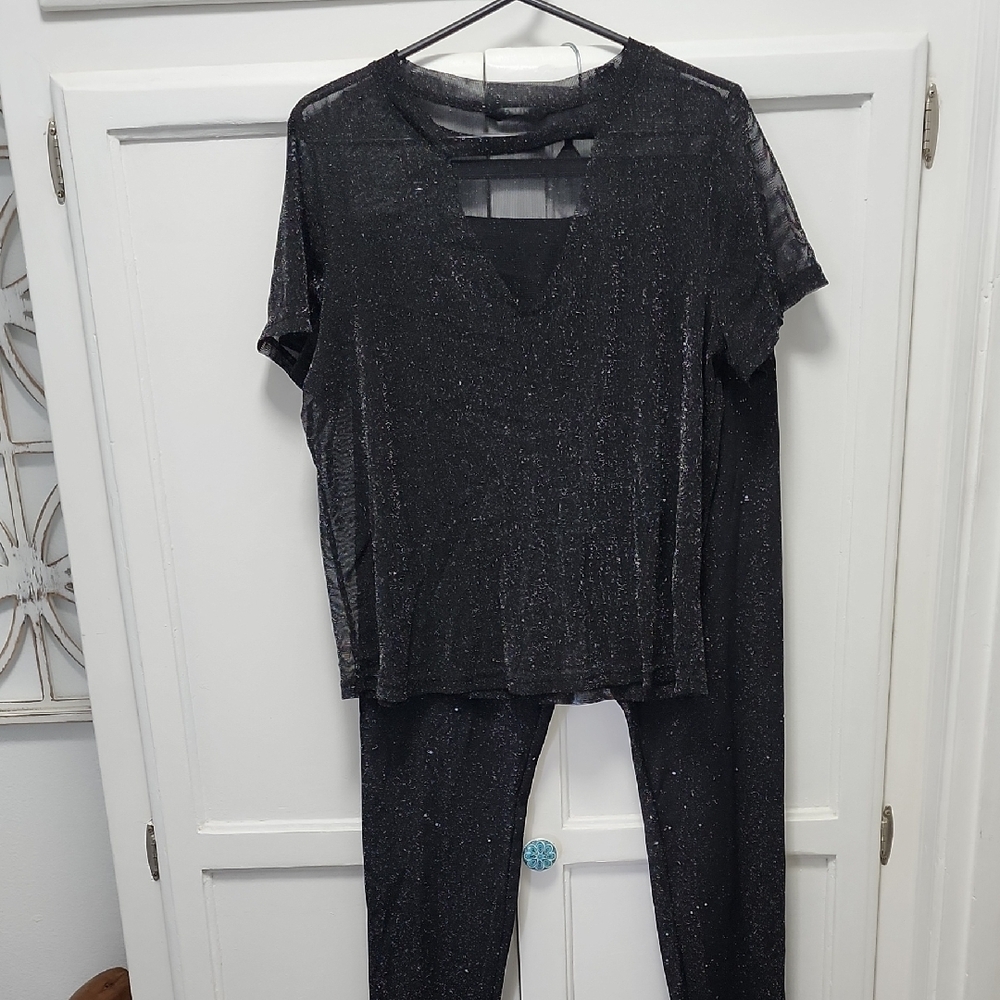 Sparkly Black Two-Piece Outfit